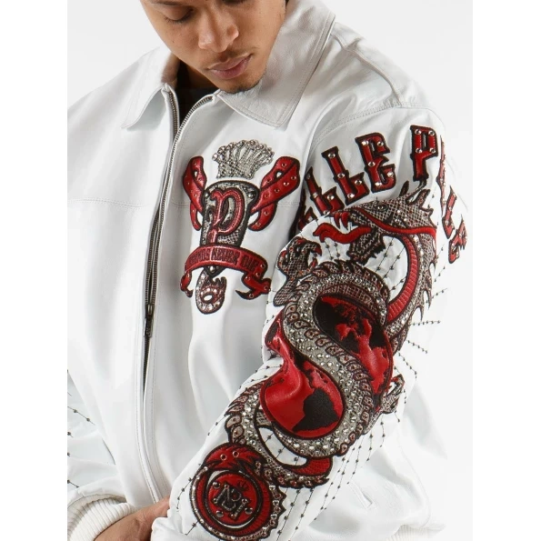 Pelle Pelle Men MB White Leather Jacket | Dragon Jacket view 3