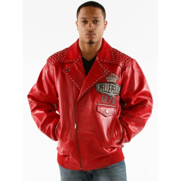 Pelle Pelle Lethal Studded Leather Jacket | Red Jacket view 2