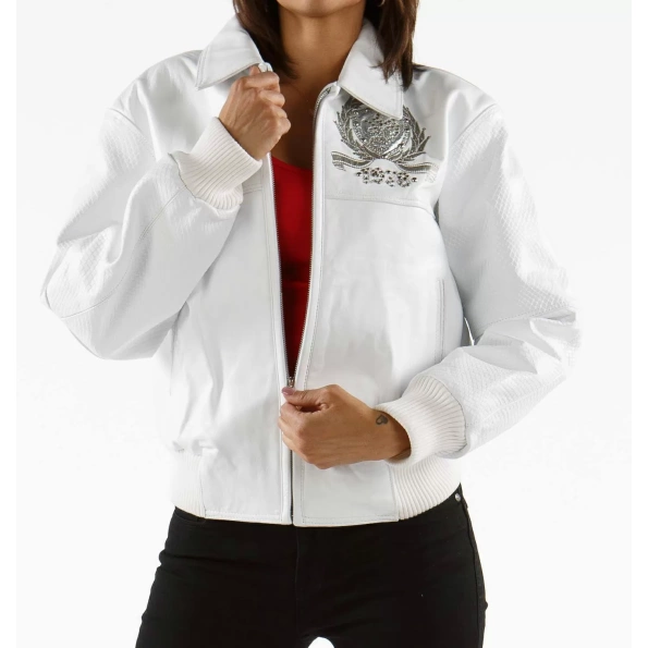 Pelle Pelle White Studded Women Jacket | Leather Jacket