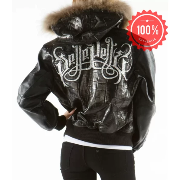 Pelle Pelle Women Black Croc Leather Jacket view 2