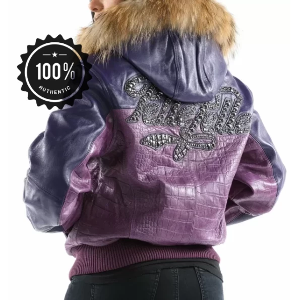 Pelle Pelle Purple Hooded Leather Jacket | Women Jacket view 2