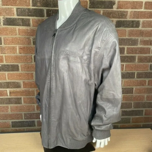 Pelle Pelle Plain Grey Leather Jacket | Men & Women
