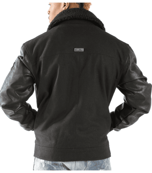 Pelle Pelle Men Black Fur Collar Jacket | Leather & Wool view 2