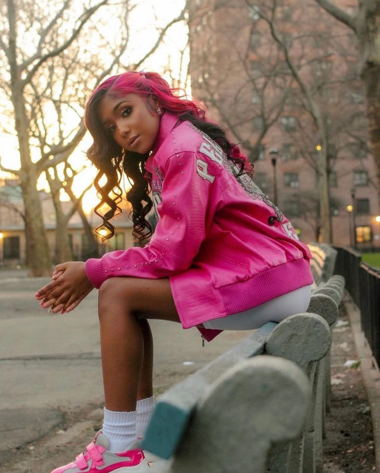 Pelle Pelle Women Pink Crest Leather Jacket | Legends Jacket view 4