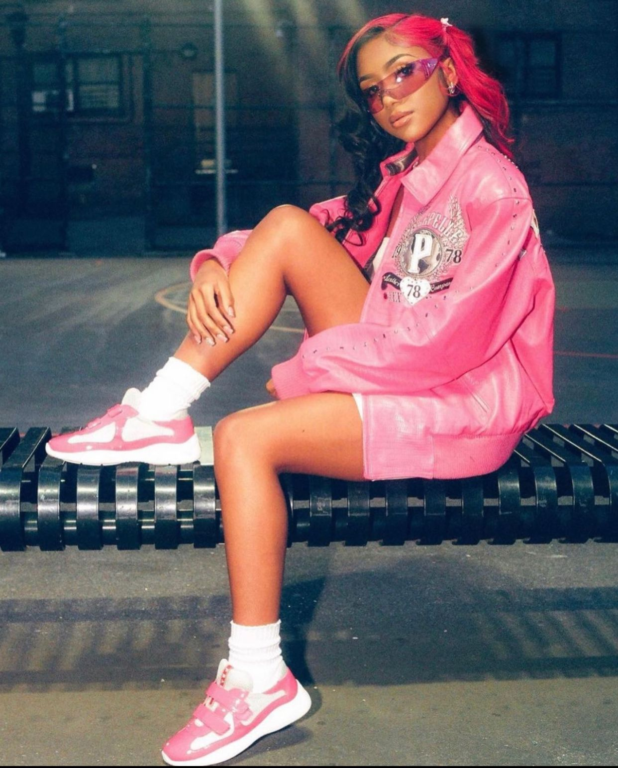 Pelle Pelle Women Pink Crest Leather Jacket | Legends Jacket view 2