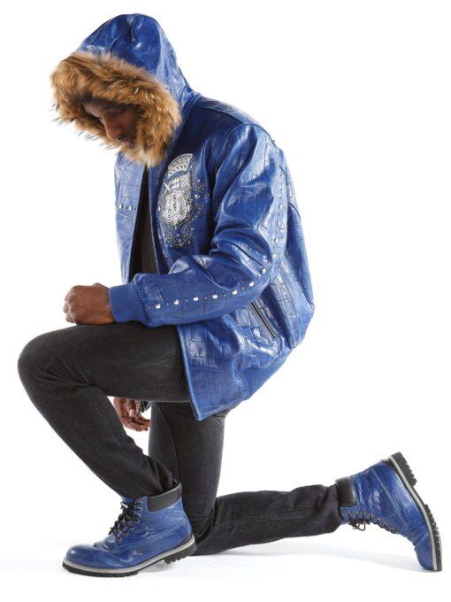 Pelle Pelle Blue Emblem MB Fur Hood Jacket | Leather Jacket view 3