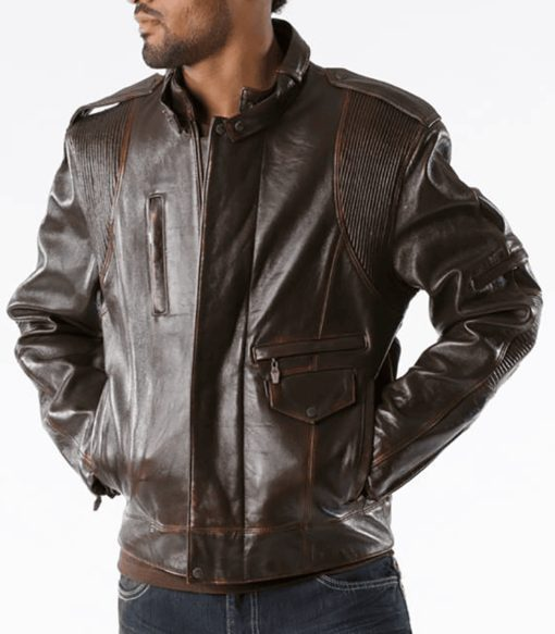 Pelle Pelle Dark Brown Men Biker Jacket | Leather Jacket view 2