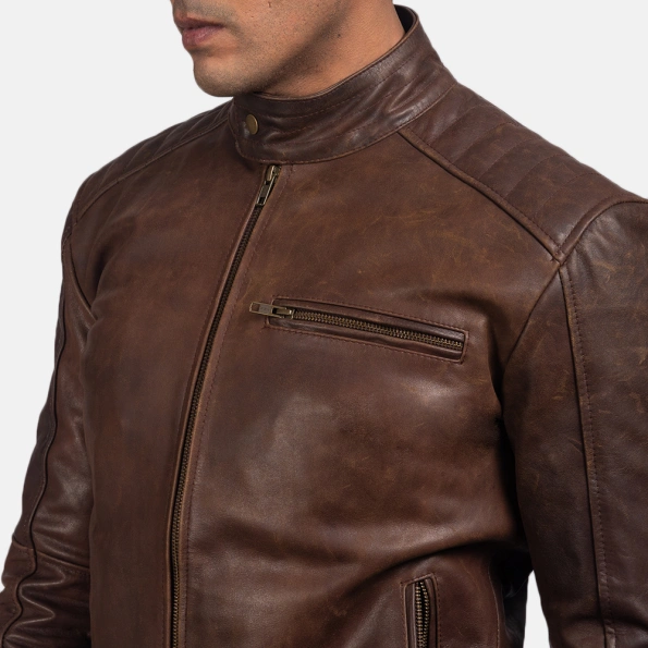 Pelle Pelle Dark Brown Biker Leather Jacket | Men Jacket
