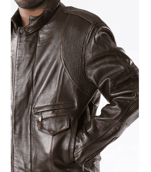 Pelle Pelle Dark Brown Men Biker Jacket | Leather Jacket view 3