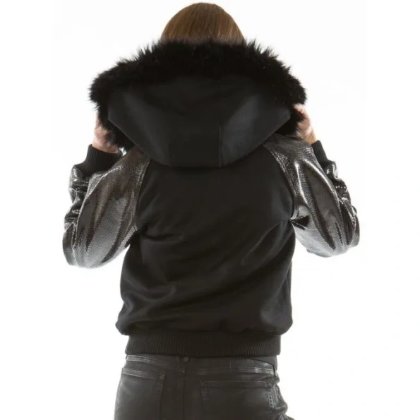 Pelle Pelle Black Fur Hood Women Jacket | Leather & Wool view 2
