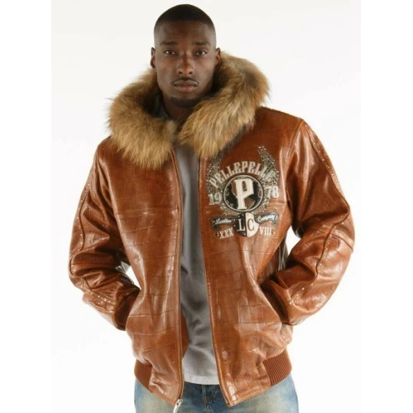 Pelle Pelle Men World Famous Brown Jacket | Fur Hood Jacket