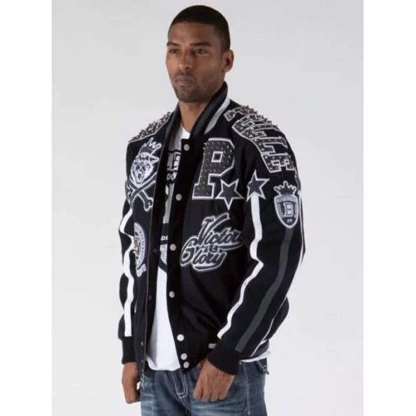 Pelle Pelle Men Navy Blue Varsity Jacket | 35th Anniversary view 2