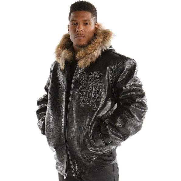 Pelle Pelle World Famous Encrusted Jacket | Fur Hood Jacket view 2