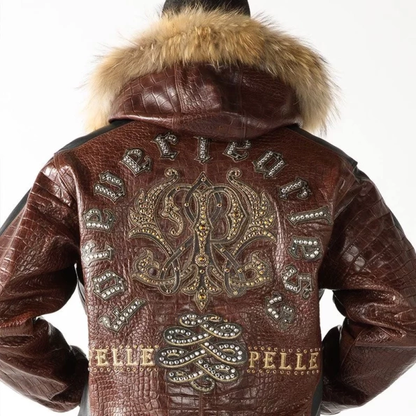 Pelle Pelle Men Dark Brown Fur Hood Jacket | Leather Jacket view 2