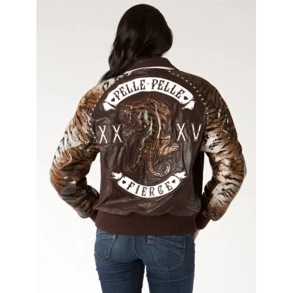 Pelle Pelle Women Panther Leather Jacket | Dark Brown Jacket view 2