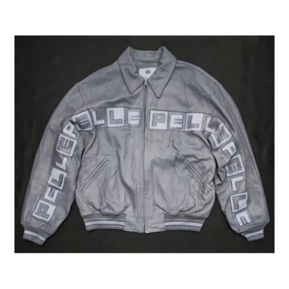 Pelle Pelle Grey MB Hiphop Leather Jacket | Men & Women view 2