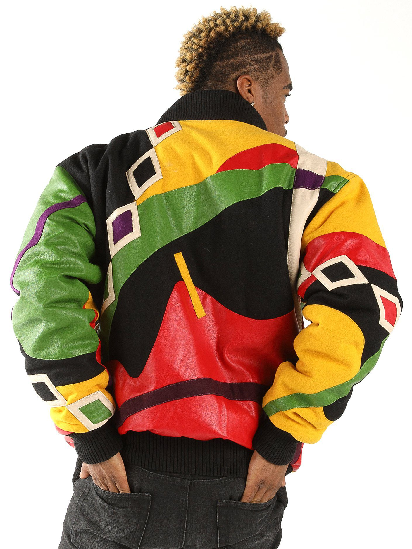 Pelle Pelle Multicolor Abstract Leather Jacket | Men Jacket