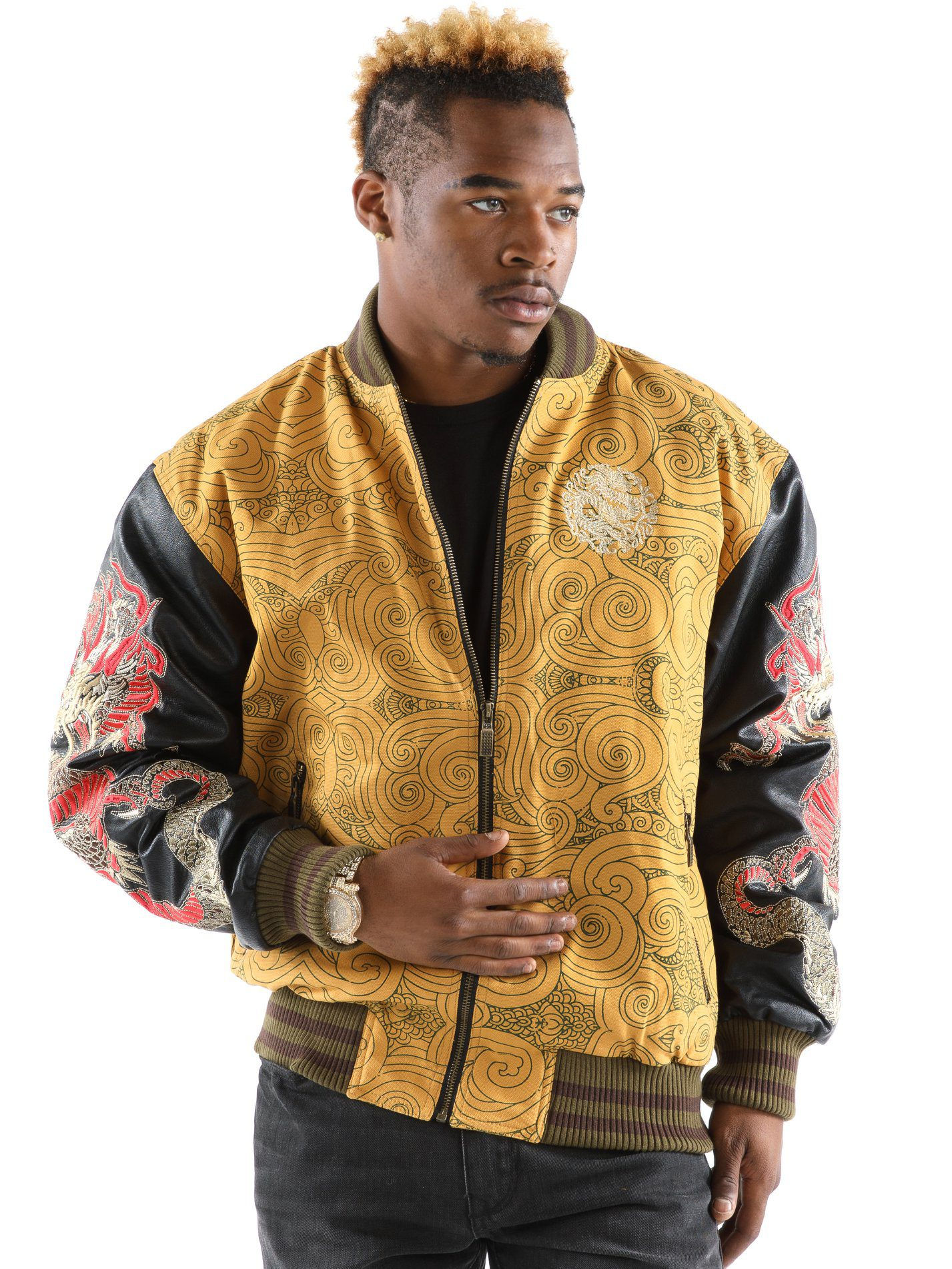 Pelle Pelle Men Yellow Dragon Varsity Jacket view 2