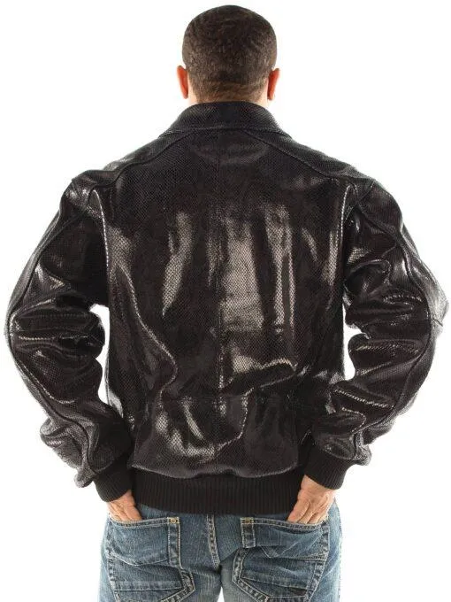 Pelle Pelle Men Black Python Leather Jacket view 2
