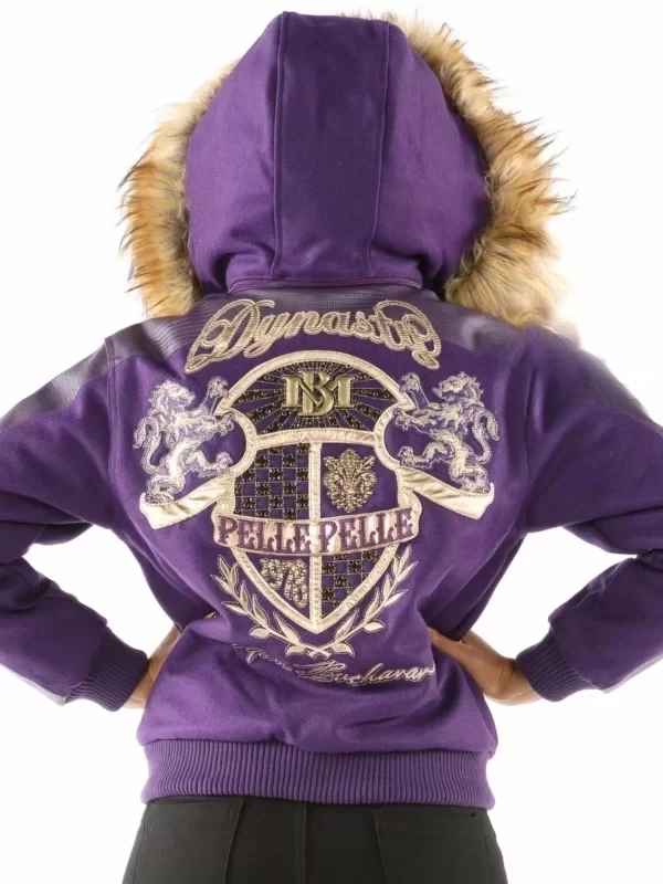 Pelle Pelle MB Purple Wool Fur Hood Jacket view 2