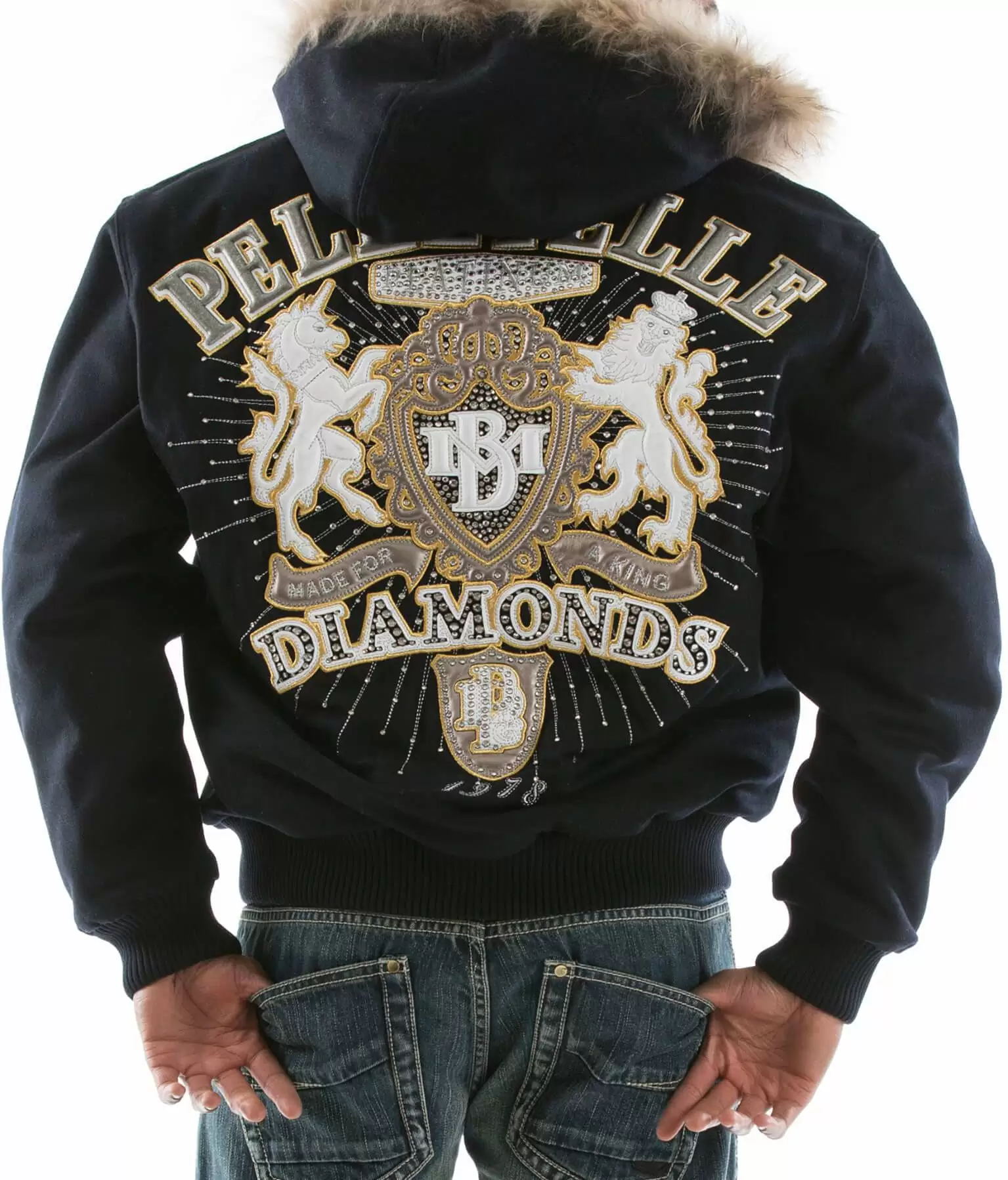 Pelle Pelle Navy Blue MB Diamond Wool Jacket view 2
