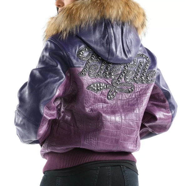Pelle Pelle Purple Hooded Script Leather Jacket view 2