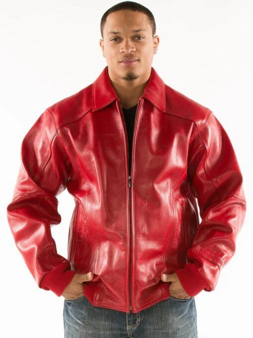 Pelle Pelle Men Red Plush Leather Jacket view 4
