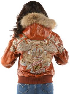 Pelle Pelle Women 40th Anniversary Brown Jacket | Fur Hood view 2