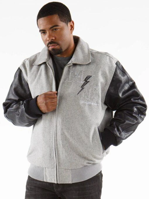 Pelle Pelle Grey MC Leather Wool Jacket