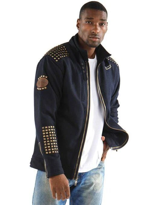 Pelle Pelle Navy Blue Studded Wool Jacket view 2