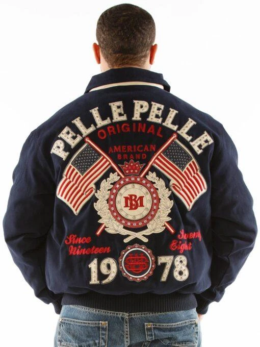 Pelle Pelle American 1978 Navy Blue Wool Jacket view 2