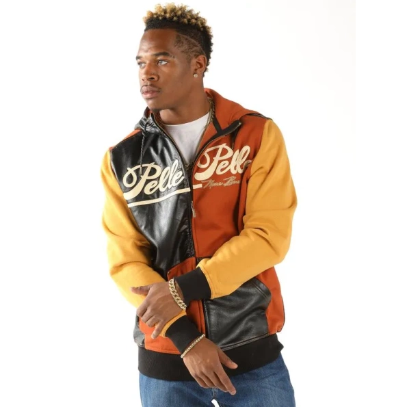 PELLE PELLE BLACK AND ORANGE LEATHER JACKET