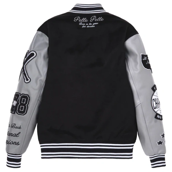 Pelle Pelle Black Grey Wool Varsity Jacket view 2