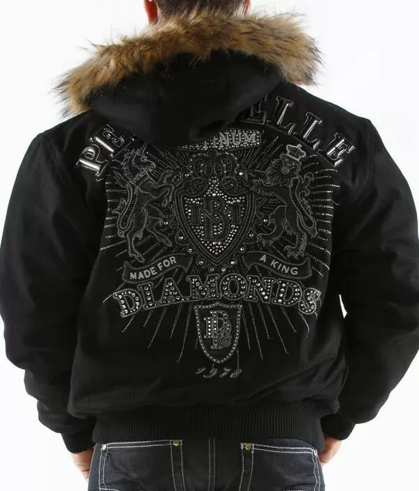 Pelle Pelle Black Platinum MB Wool Jacket | Fur Hood view 2