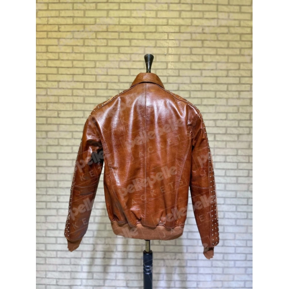 PELLE PELLE ALLIGATOR BROWN LEATHER JACKET view 2