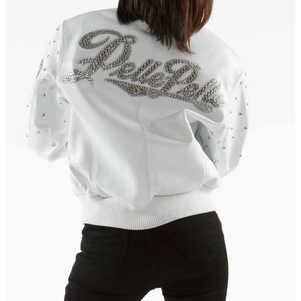 STUDDED PELLE PELLE WHITE LEATHER JACKET view 2