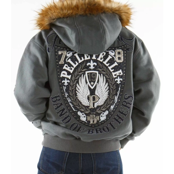 Pelle Pelle Grey Brother Hood Jacket view 2