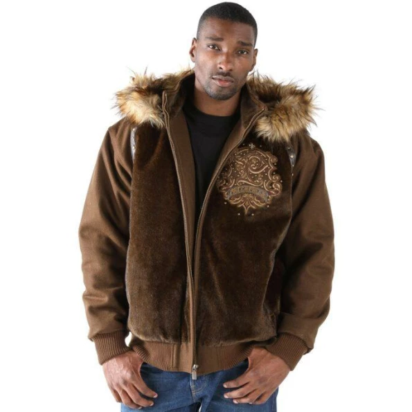 PELLE PELLE BROWN HOODIE WOOL JACKET view 2