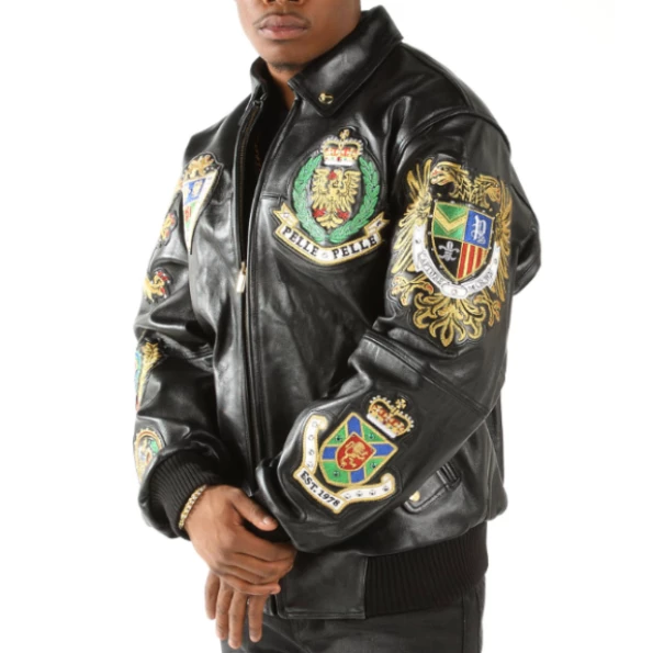 PELLE PELLE DECORATED BLACK LEATHER JACKET view 2