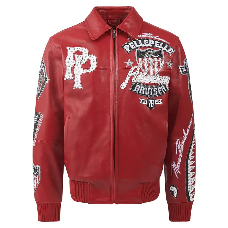  Red American Bruiser Leather Jacket