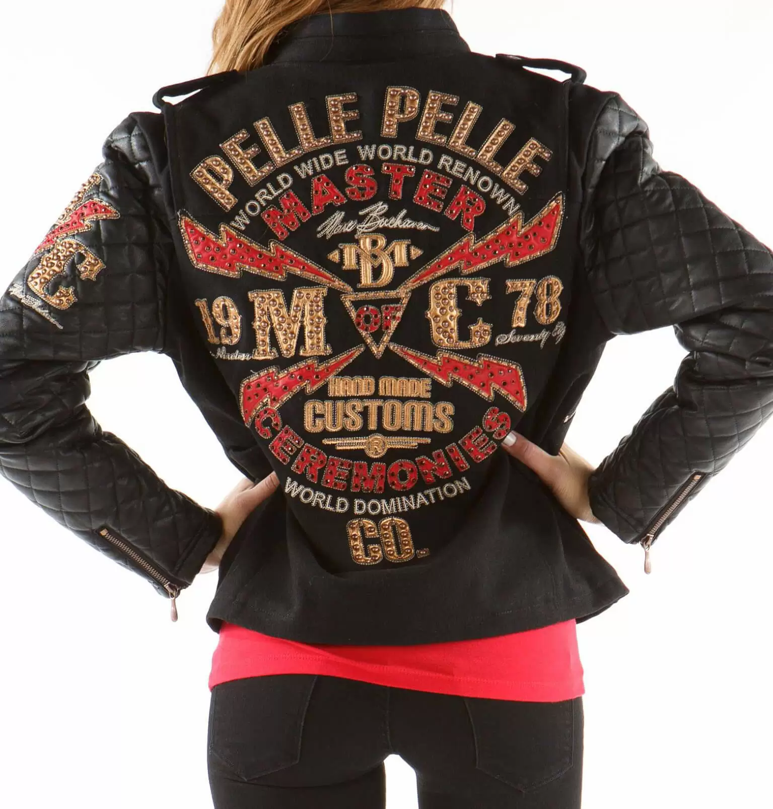 Bold Pelle Pelle Black MC Varsity Jacket