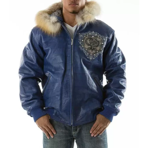 Pelle Pelle Blue Crest Fur Hood Jacket view 2