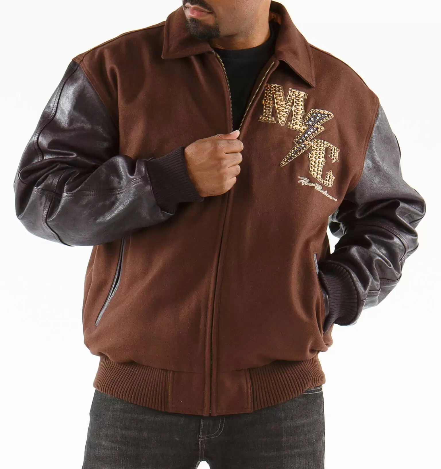 Bold Pelle Pelle Brown Master Varsity Jacket view 2