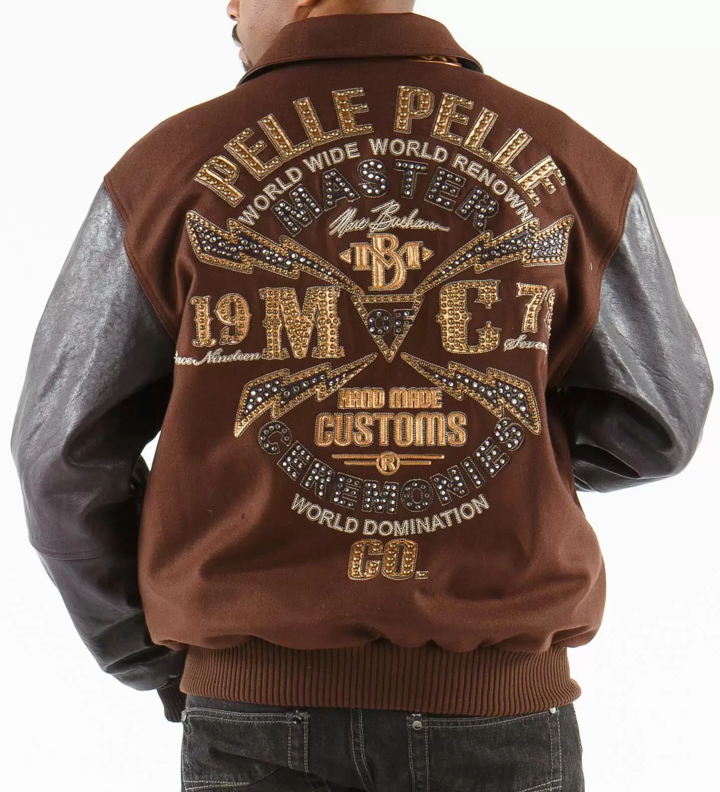 Bold Pelle Pelle Brown Master Varsity Jacket