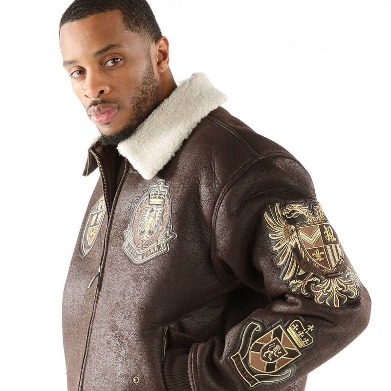 Best Pelle Pelle Coat Of Arms Fur Collar Jacket view 2