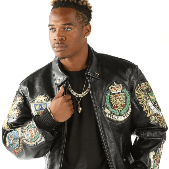 PELLE PELLE DECORATED BLACK LEATHER JACKET view 4