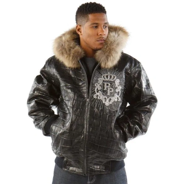 Pelle Pelle Black MB Crest Fur Hood Jacket | Men Jacket view 2
