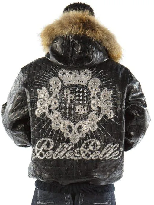 Pelle Pelle Black Crest Fur Hood Jacket | Leather Jacket view 2