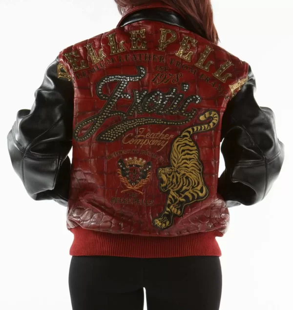 Super Red Black Pelle Pelle Leather Jacket view 2