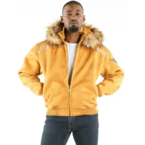 PELLE PELLE YELLOW HOODIE WOOL JACKET